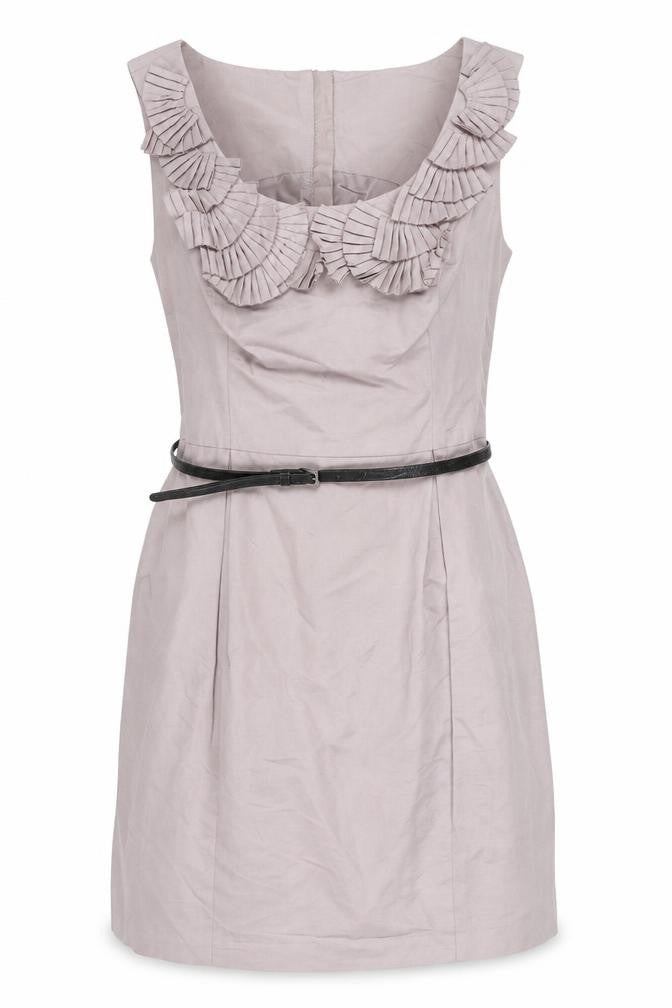 Debut Women’s Beige Ruffle Sheath Knee Length Dress Size 16