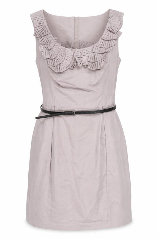 Debut Women’s Beige Ruffle Sheath Knee Length Dress Size 16