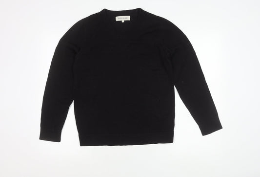 River Island Men's Black V-Neck Cotton Pullover Jumper Size S