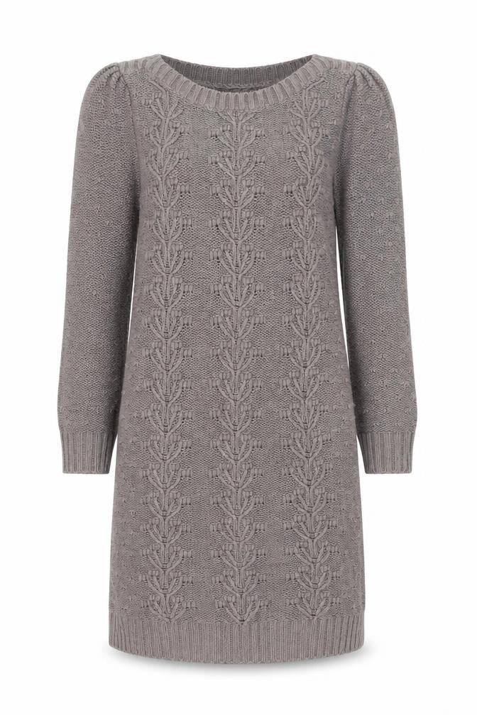 Monsoon Women Grey Knit Tunic Jumper Size S Scoop Neck Long Sleeve