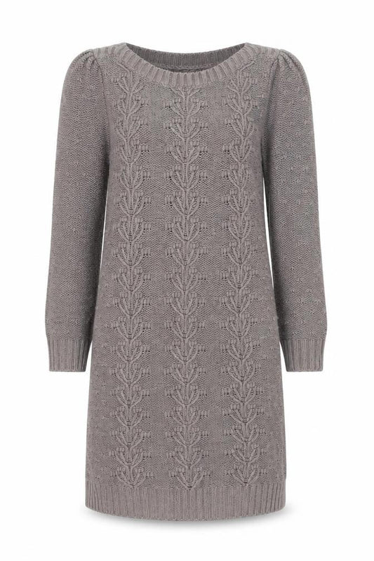 Monsoon Women Grey Knit Tunic Jumper Size S Scoop Neck Long Sleeve