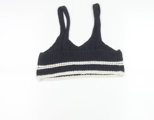 Zara Teens Blue Striped Knit Tank Top Size 8 V-Neck Camisole