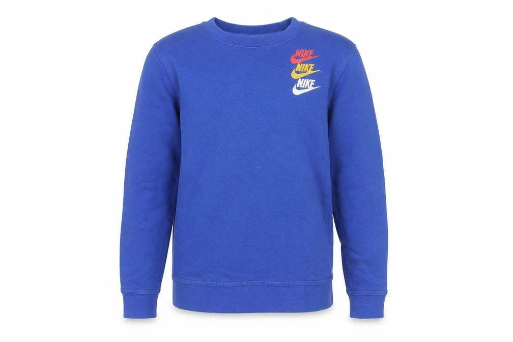 Nike Boys Blue Pullover Sweatshirt M 10-11Y Long Sleeve Logo Graphic