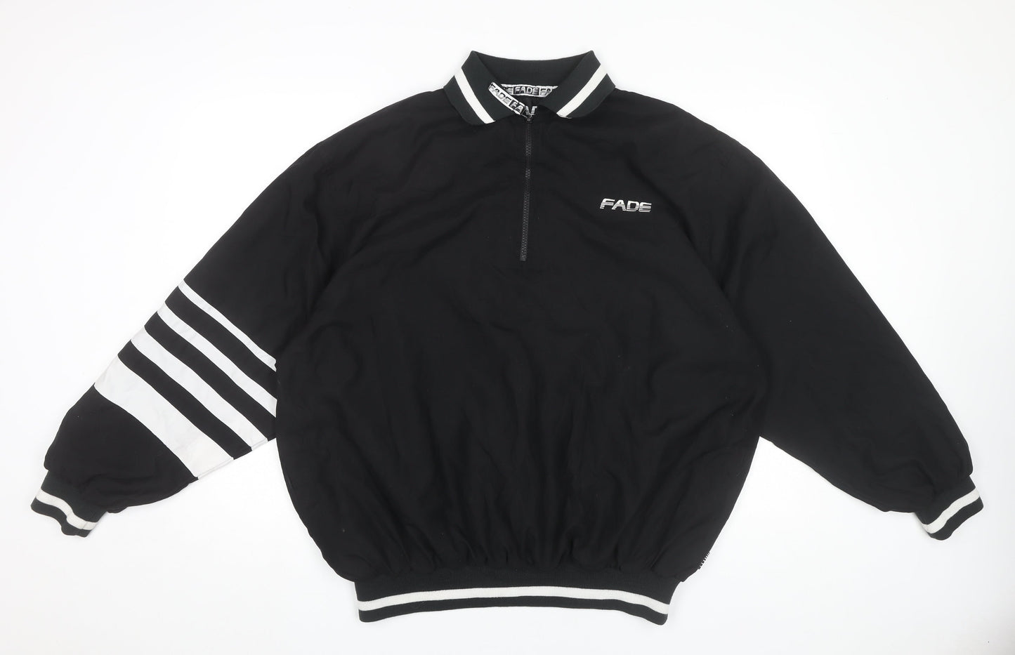FADE Men's Black Medium 1/4 Zip Basic Jacket with Stripes
