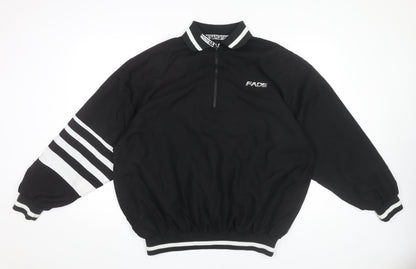 FADE Men's Black Medium 1/4 Zip Basic Jacket with Stripes