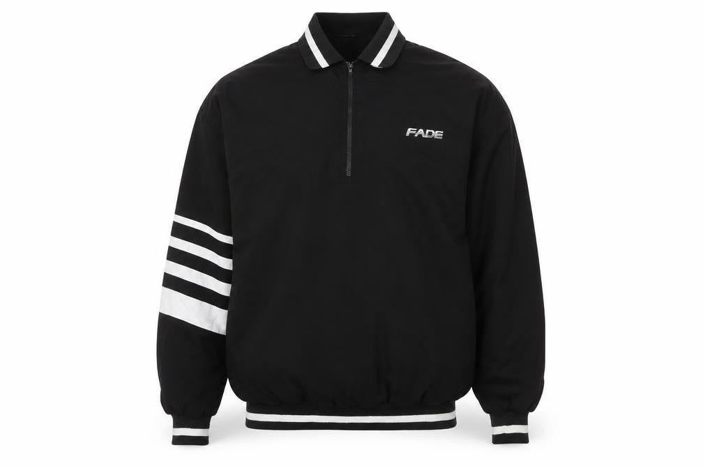 FADE Men's Black Medium 1/4 Zip Basic Jacket with Stripes
