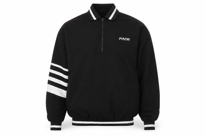 FADE Men's Black Medium 1/4 Zip Basic Jacket with Stripes