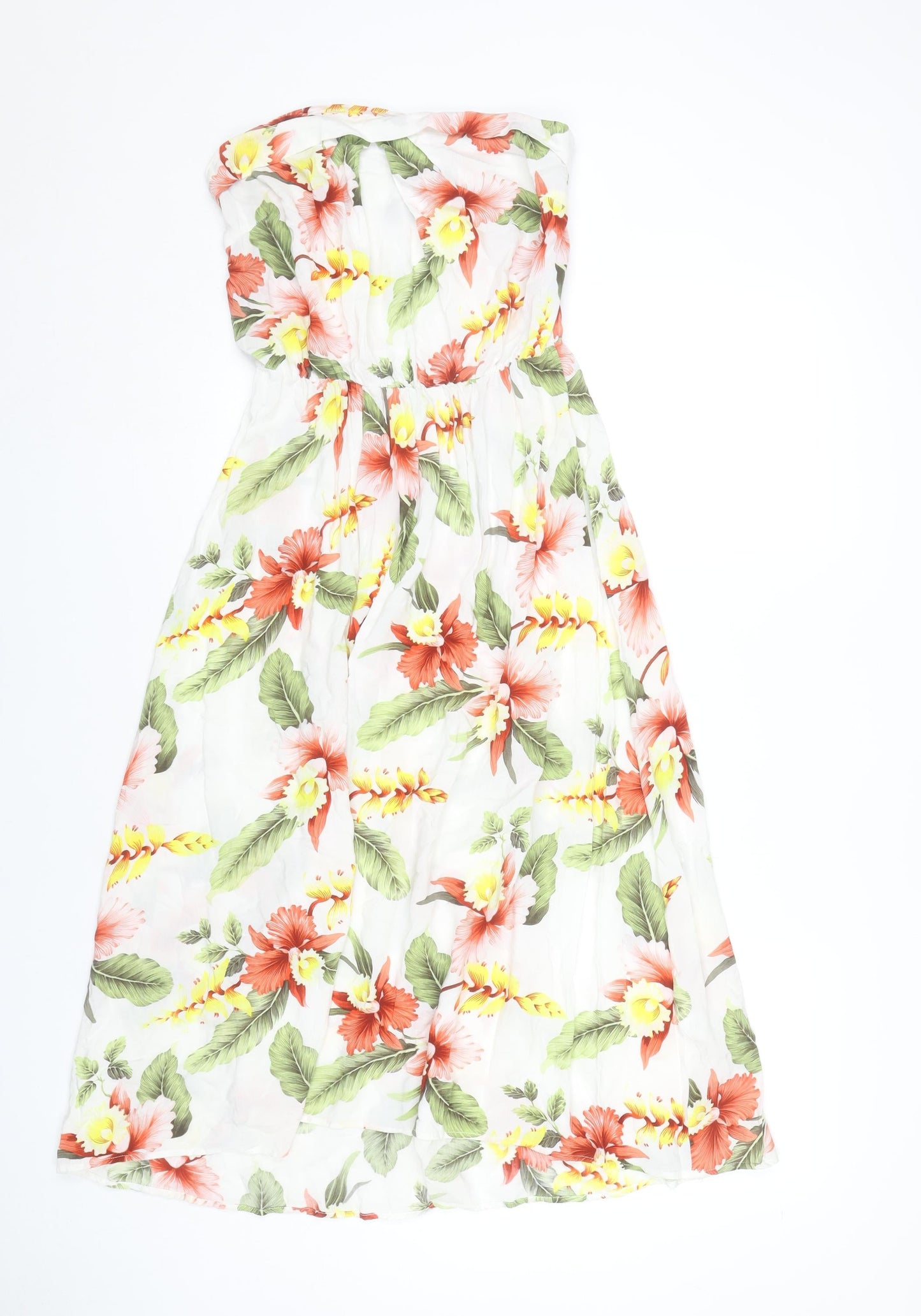 Warehouse Women’s Multicoloured Floral Strapless Midi Dress UK 10