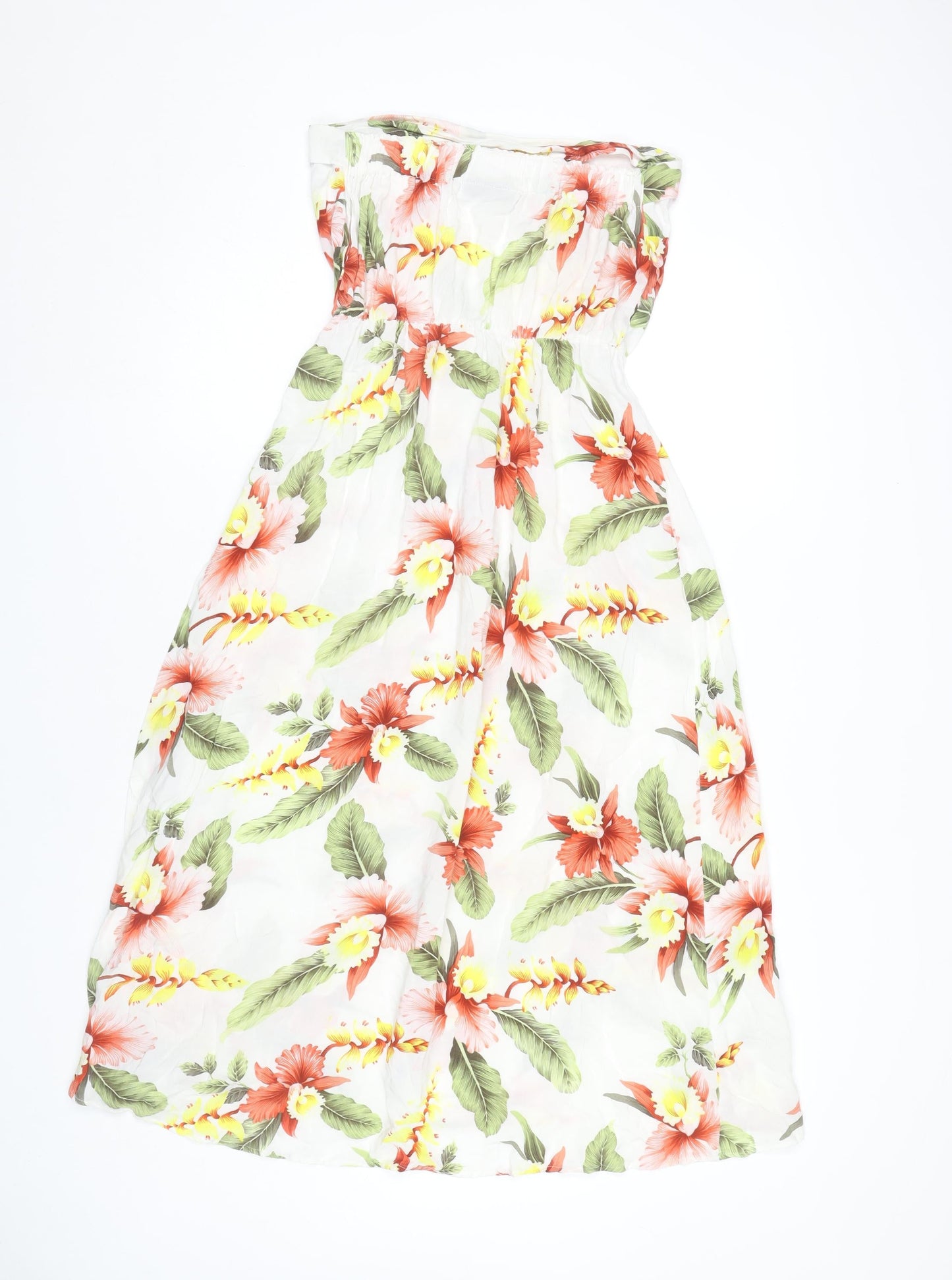 Warehouse Women’s Multicoloured Floral Strapless Midi Dress UK 10
