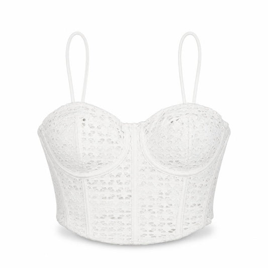 Bershka Women White Lace Camisole Tank Top L Party Summer