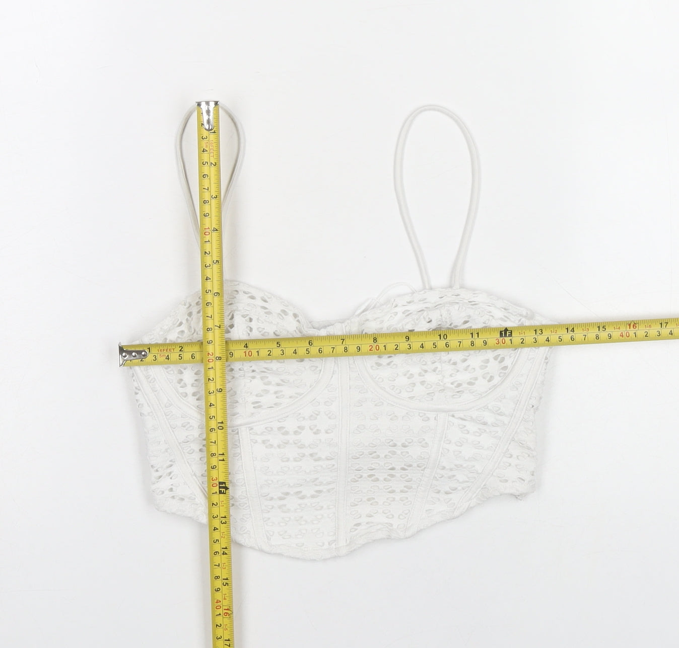 Bershka Women White Lace Camisole Tank Top L Party Summer