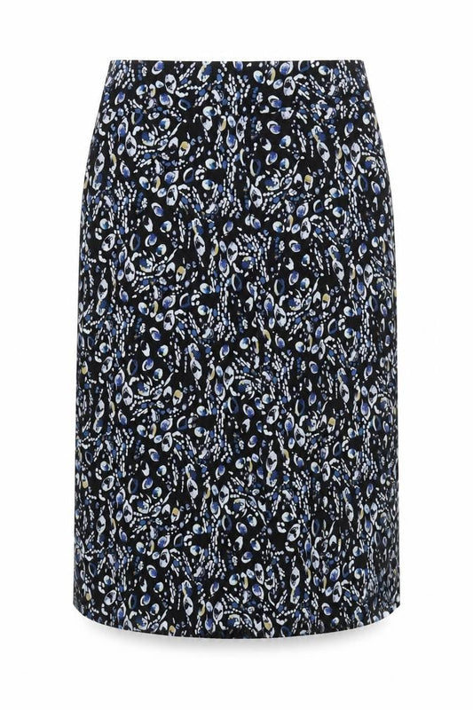 David Nieper Womens Black Blue Floral Stretch Pencil Skirt Size 14