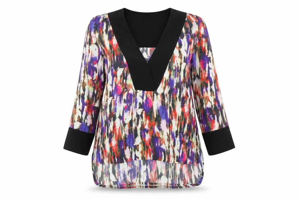 French Connection Womens Multicoloured Size 12 Viscose Long Sleeve Tunic Blouse