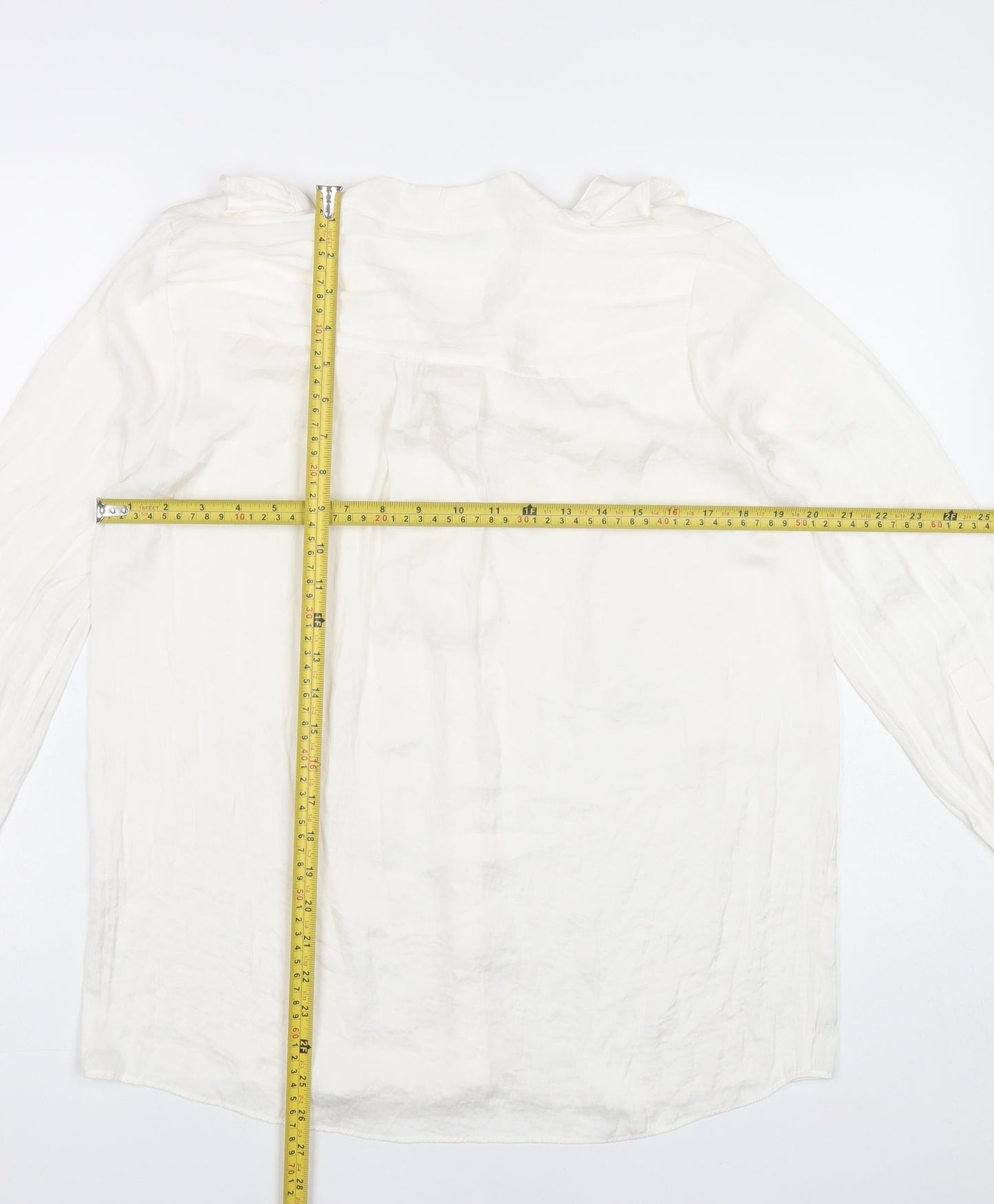Marks and Spencer Women’s White Viscose Blouse Size 12 Long Sleeve