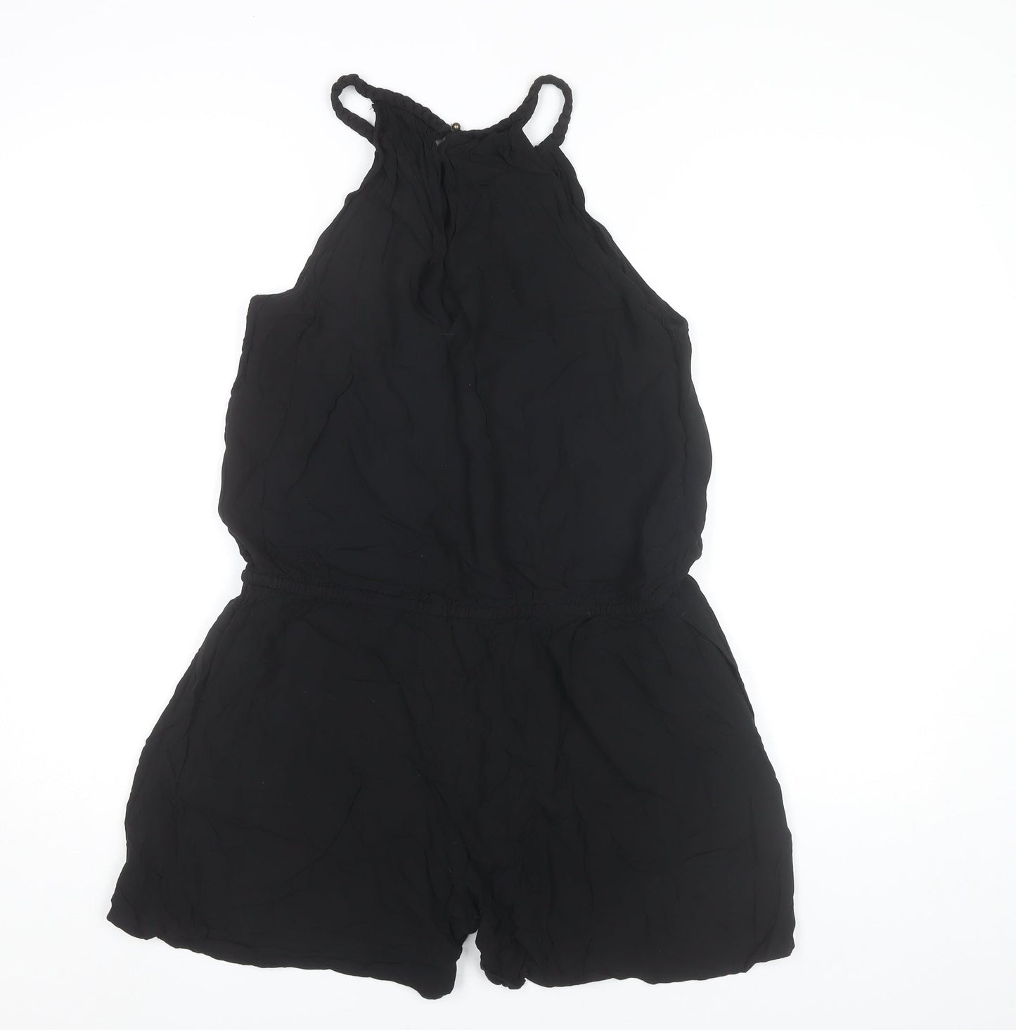 GAP Women Black Medium Halter Neck Sleeveless Playsuit Summer