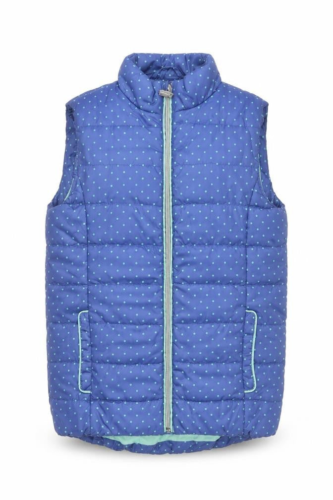 Reserved Girls Blue Polka Dot Puffer Waistcoat 9-10 Years Sleeveless Vest