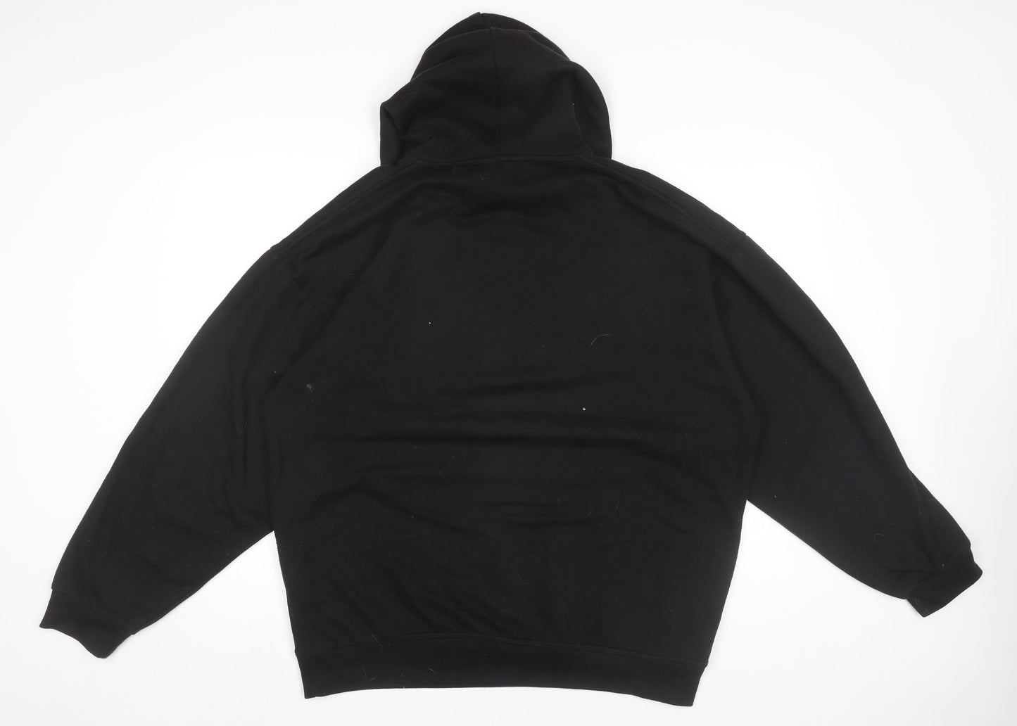 boohooMAN Men’s Black Pullover Hoodie Medium Cartoon Graphic Print