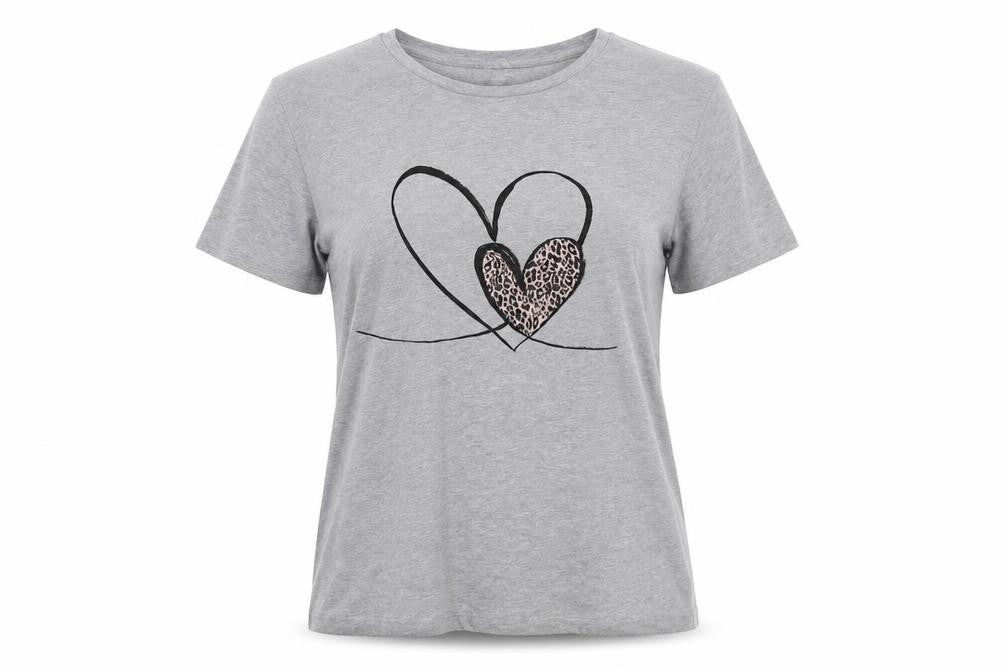 Apricot Womens Grey Heart Print T-Shirt Size 12 Short Sleeve