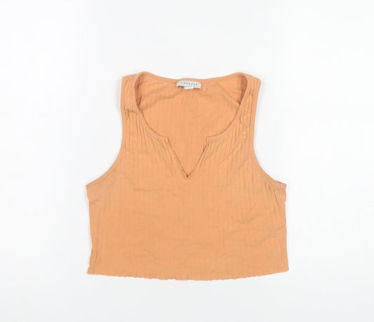 Topshop Women’s Orange Cropped Cotton Tank Top UK 8