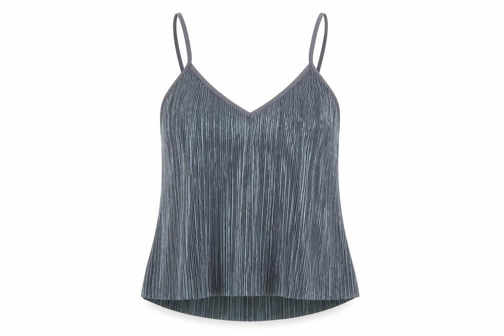 Front view of Victoria's Secret Women’s Grey, size UK 12, Pleated Tank Camisole