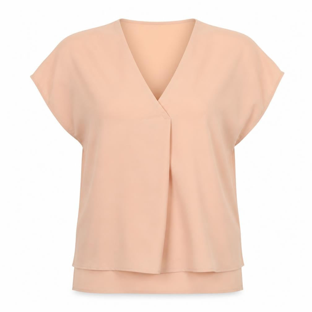 French Connection Womens Beige Tunic Blouse M V-Neck Sleeveless