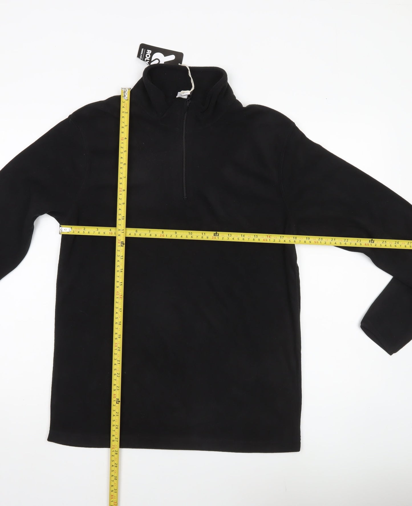 Roly Men’s Black Small Fleece Pullover Sweatshirt 1/2 Zip Mock Neck