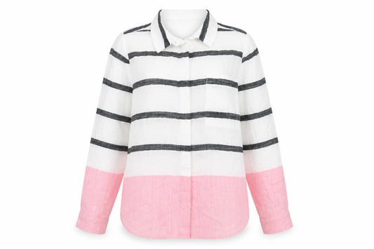 Marks and Spencer Womens Button-Up Shirt UK 6 Stripe Colourblock Cotton