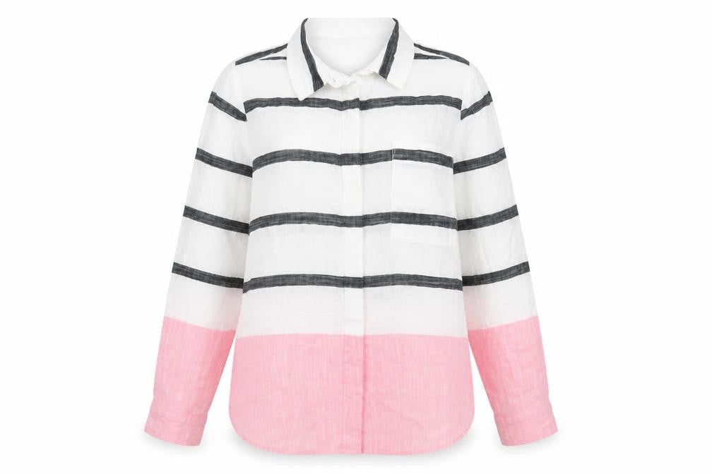 Marks & Spencer Womens Button-Up Shirt UK 6 Stripe Colourblock Cotton