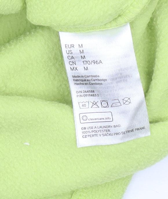 H&M Divided Womens Green Fleece Sweatshirt M 1/2 Zip Human Being Logo