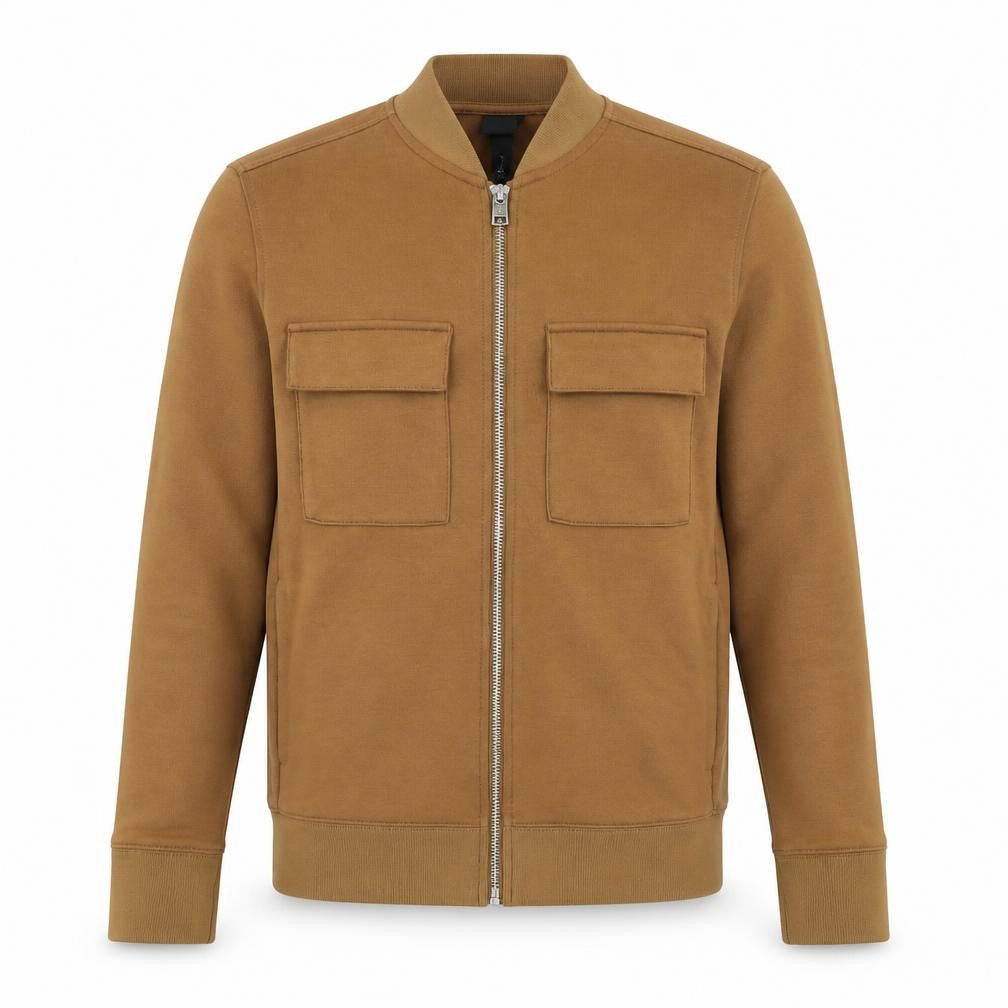 H&M Men's Brown Bomber Jacket S Stand-Up Collar Full Zip