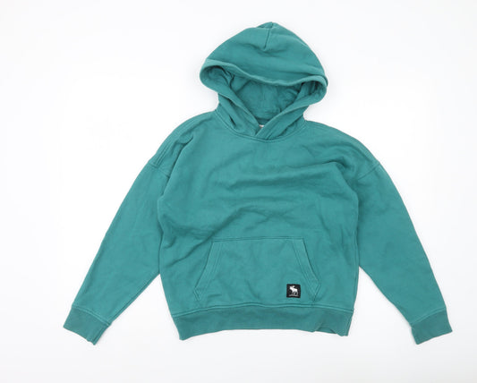 Abercrombie Kids Boys Green Pullover Hoodie 11-12Y Regular Fit Logo