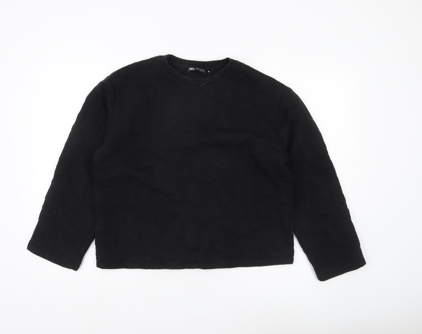 Zara Women Black M Sweatshirt Long Sleeve Crew Neck Pullover