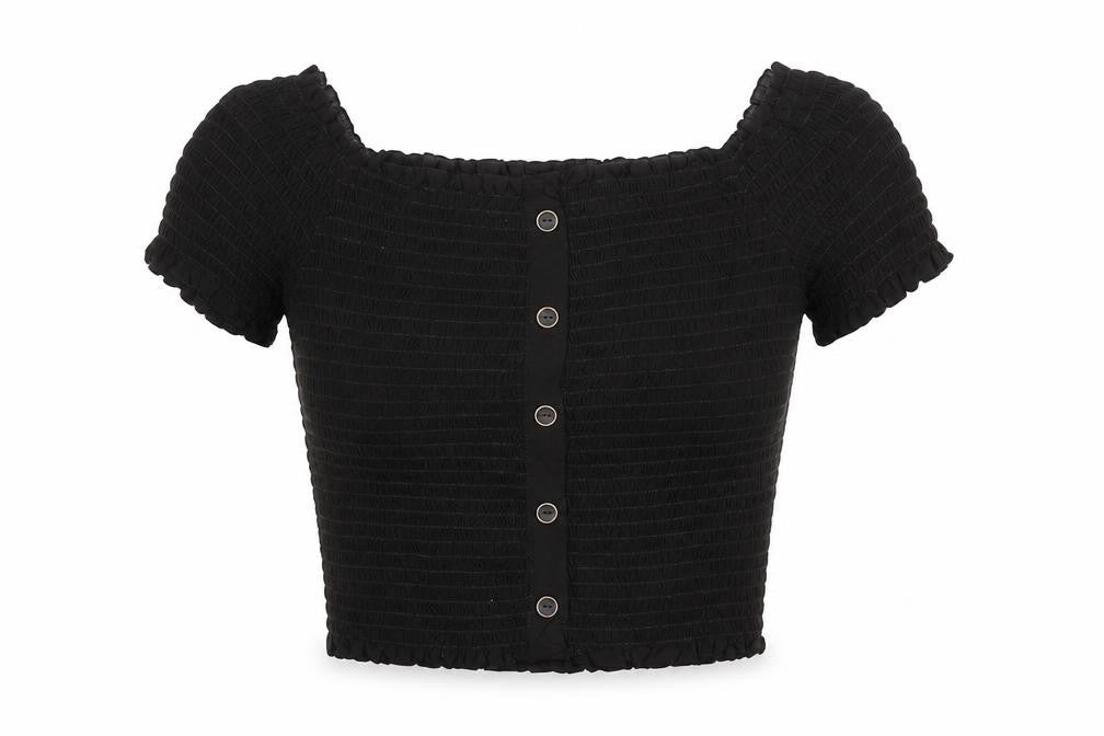 New Look Women’s Black Cropped Button-Up Top UK 10