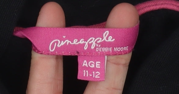 Pineapple Girls Black Hoodie 11-12 Years Pullover Dance Logo Sweatshirt