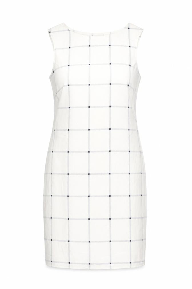Marks & Spencer Women White Check Sheath Dress Size 8 Sleeveless