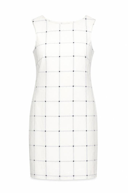 Marks & Spencer Women White Check Sheath Dress Size 8 Sleeveless