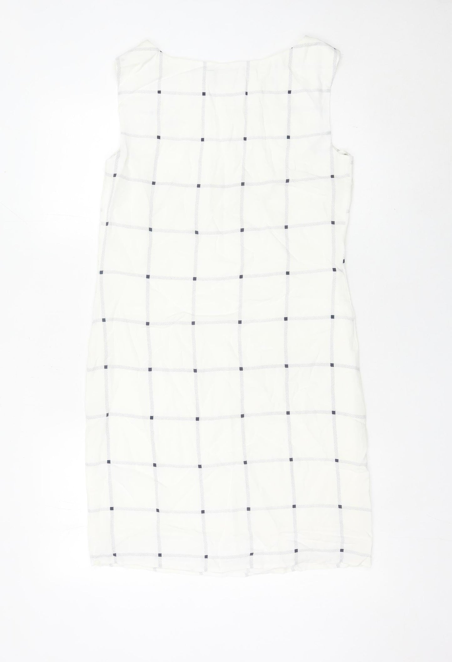 Marks and Spencer Women White Check Sheath Dress Size 8 Sleeveless