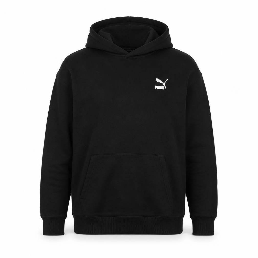 Puma Men’s Black Pullover Hoodie Size M Logo Fleece Sweatshirt