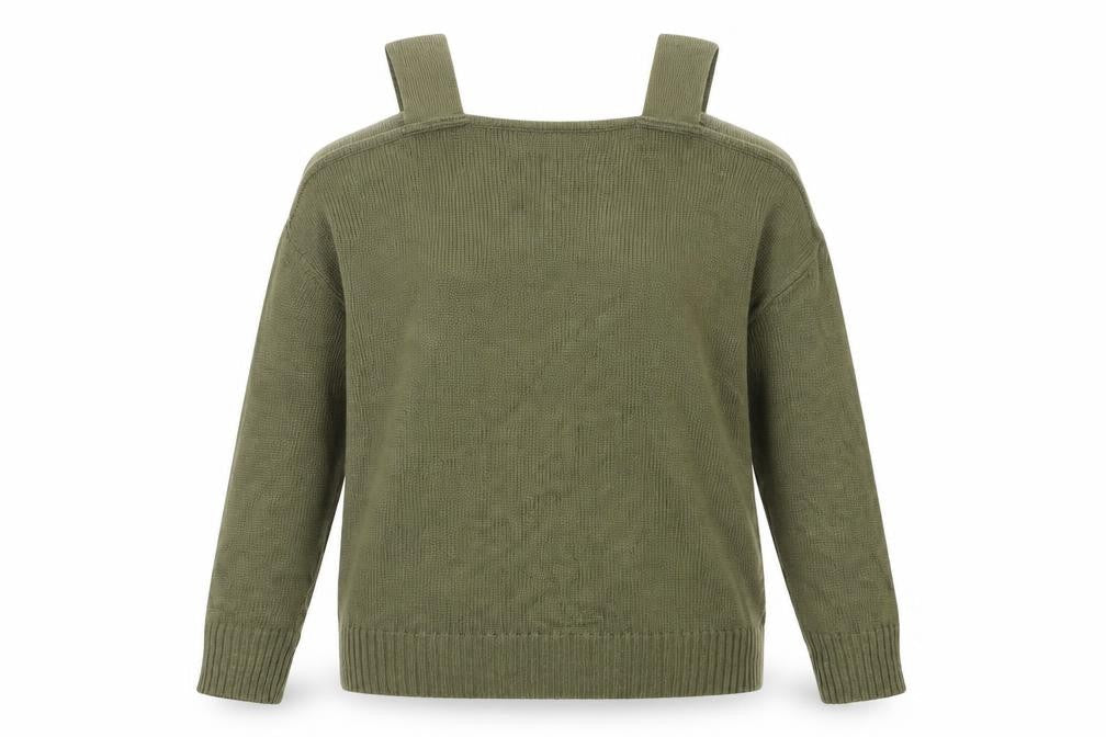 JustFab Women’s Green Cold Shoulder Knit Jumper Size M