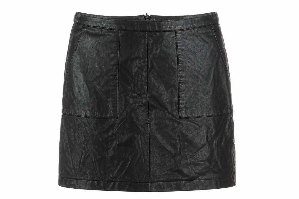 Next Womens Black Faux Leather Pencil Skirt Size 8 Knee Length