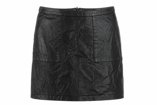 Next Womens Black Faux Leather Pencil Skirt Size 8 Knee Length