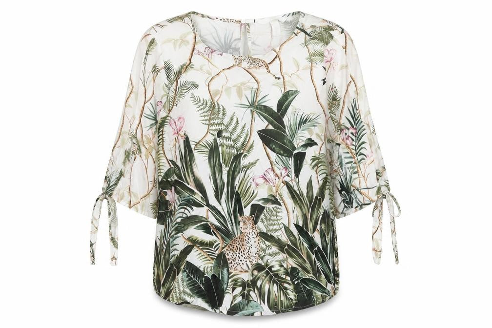 H&M Women’s Multicoloured Tropical Animal Print Tunic Blouse UK 8