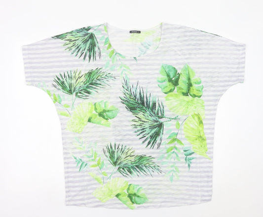 Roman Women’s Multicoloured Tropical Sequin T-Shirt Size 14