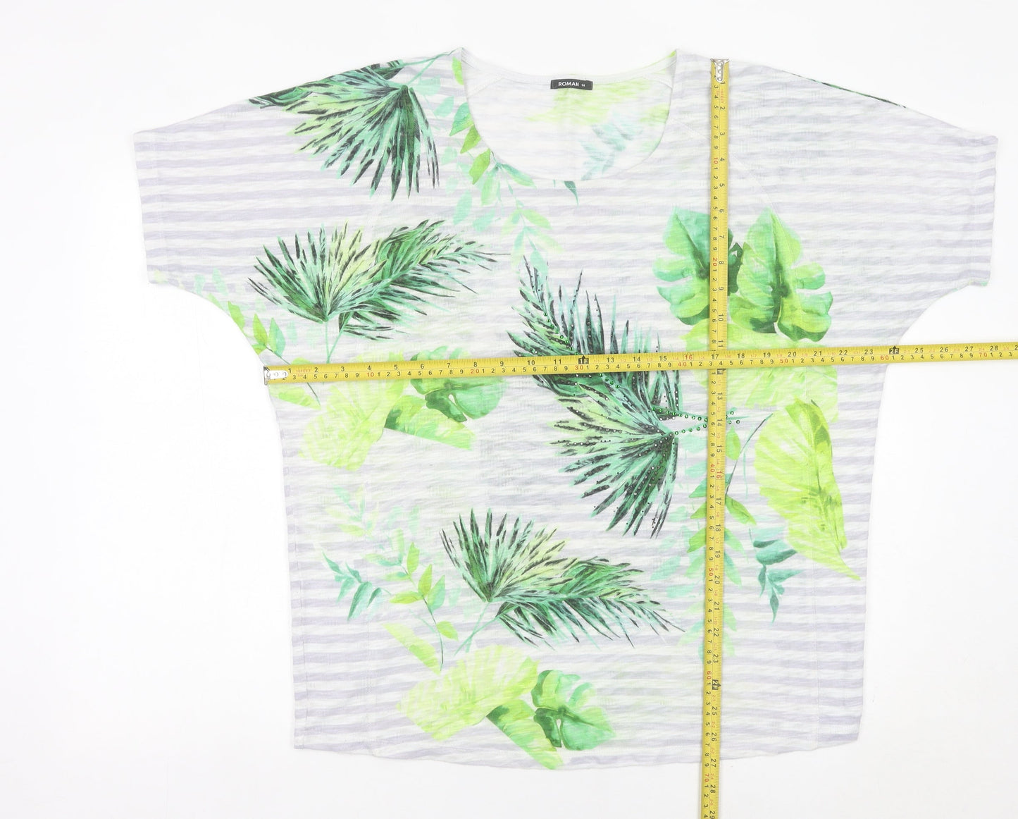 Roman Women’s Multicoloured Tropical Sequin T-Shirt Size 14