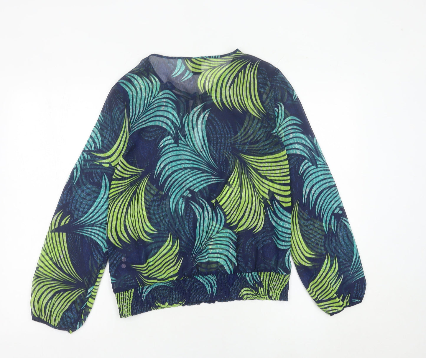 H&M Womens Multicoloured Tropical Sheer Tunic Blouse Size 8