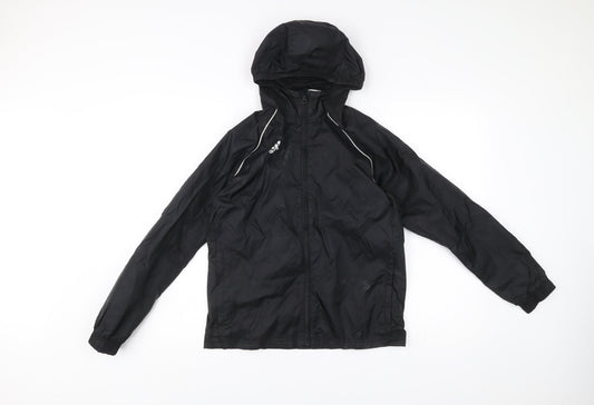 Adidas Boys Black 12 Years Windbreaker Jacket Hooded Sports Coat