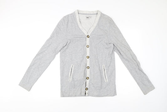 ASOS Men’s Grey Cotton Cardigan S V-Neck Button Casual Workwear
