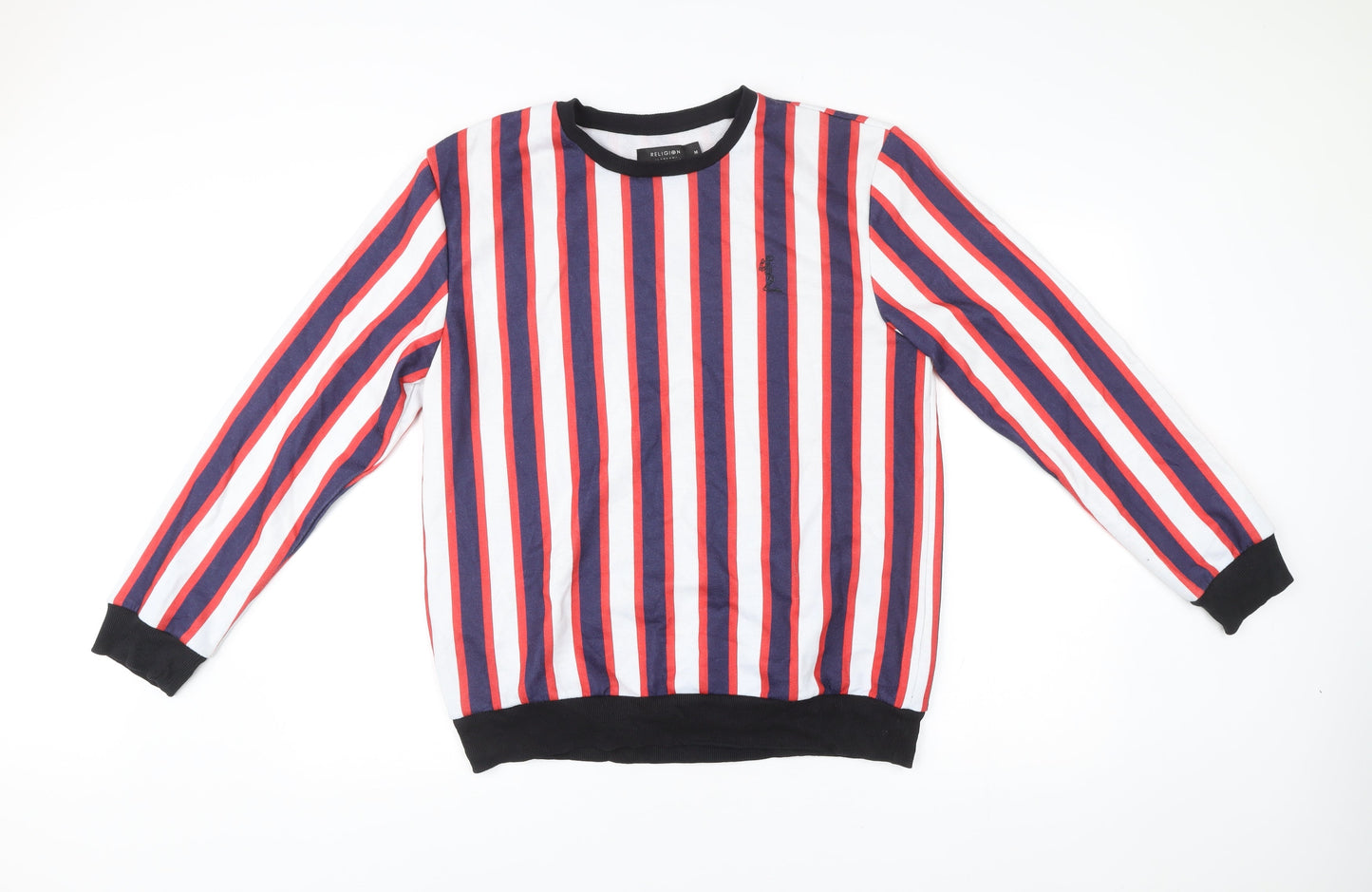 Religion London Mens Striped Multicoloured Pullover Sweatshirt Size M