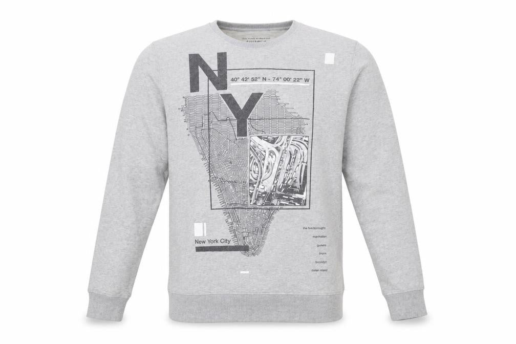 Pull&Bear Men's Grey Graphic NY Sweatshirt Size M Regular Fit