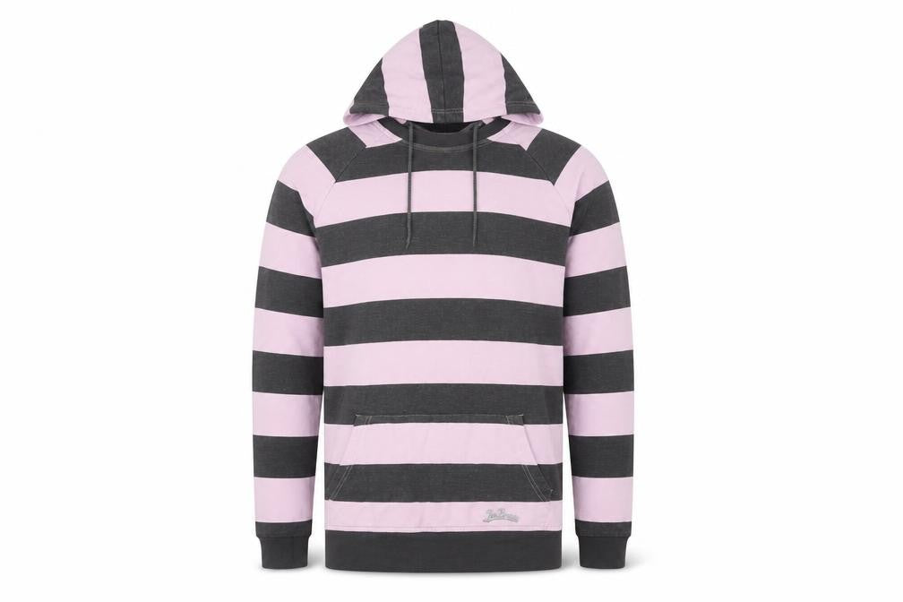 Joe Browns Men’s Pink Black Striped Pullover Hoodie Size M Cotton